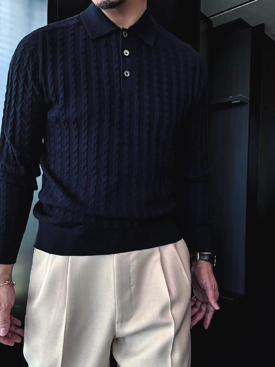 Cable Knit Polo Sweater