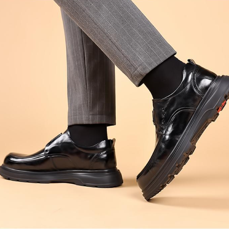 Formal Leather Shoes with Buckle Strap Closure
