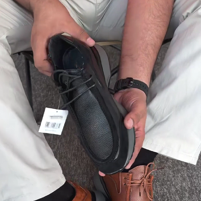 Men's Leather Lace-Up Casual Shoes with Chunky Sole
