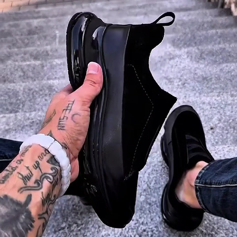 Men's Suede Slip-On Sneakers with Chunky Rubber Sole