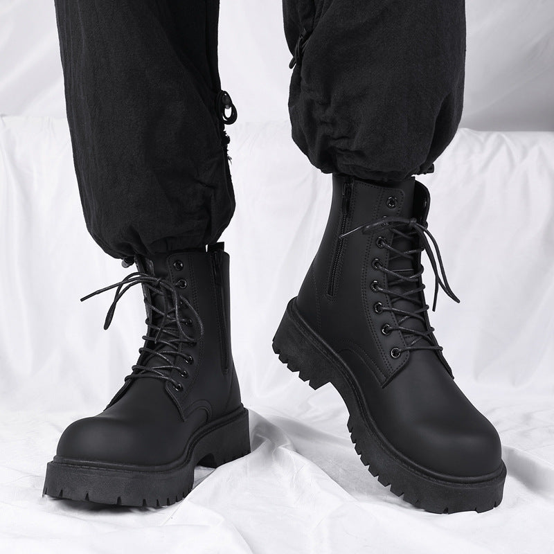 Leather Lace-Up Boots with Chunky Tread Sole