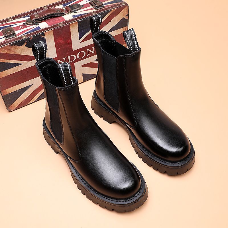Leather Chelsea Boots with Elastic Side Panels