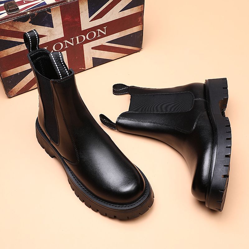 Leather Chelsea Boots with Elastic Side Panels