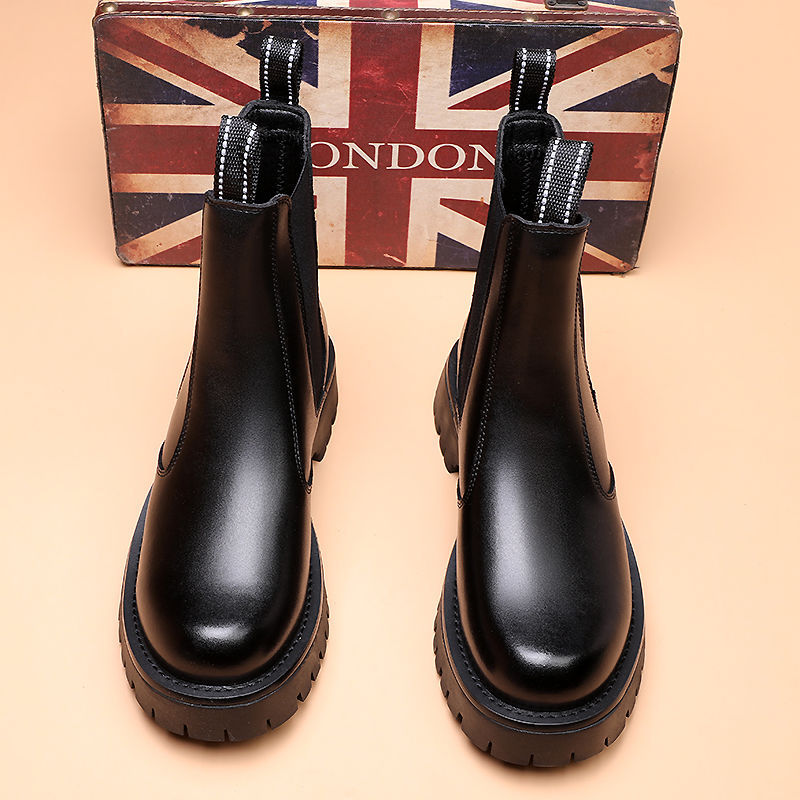 Leather Chelsea Boots with Elastic Side Panels
