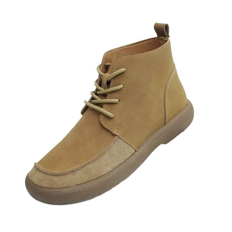 Suede Ankle Boots with Casual Lace-Up Design