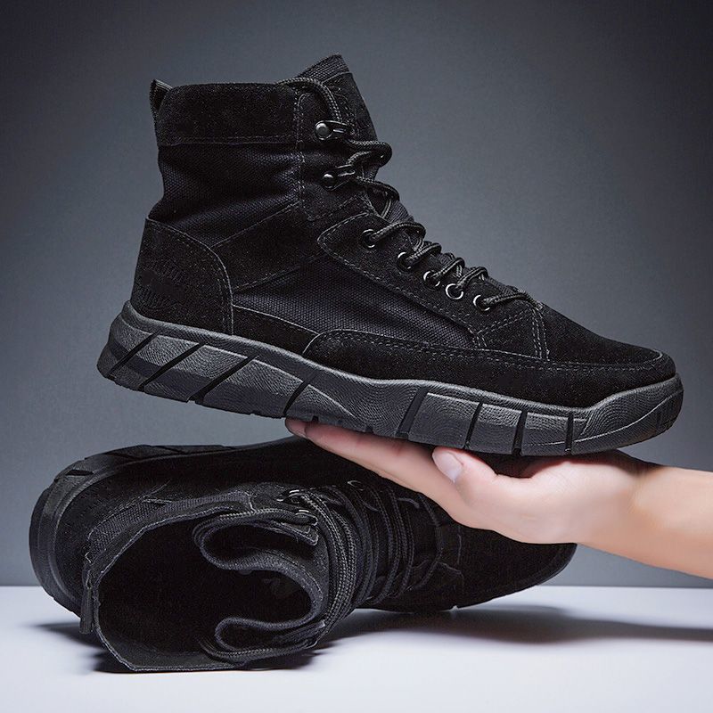 Suede High-Top Boots with Durable Tread Sole