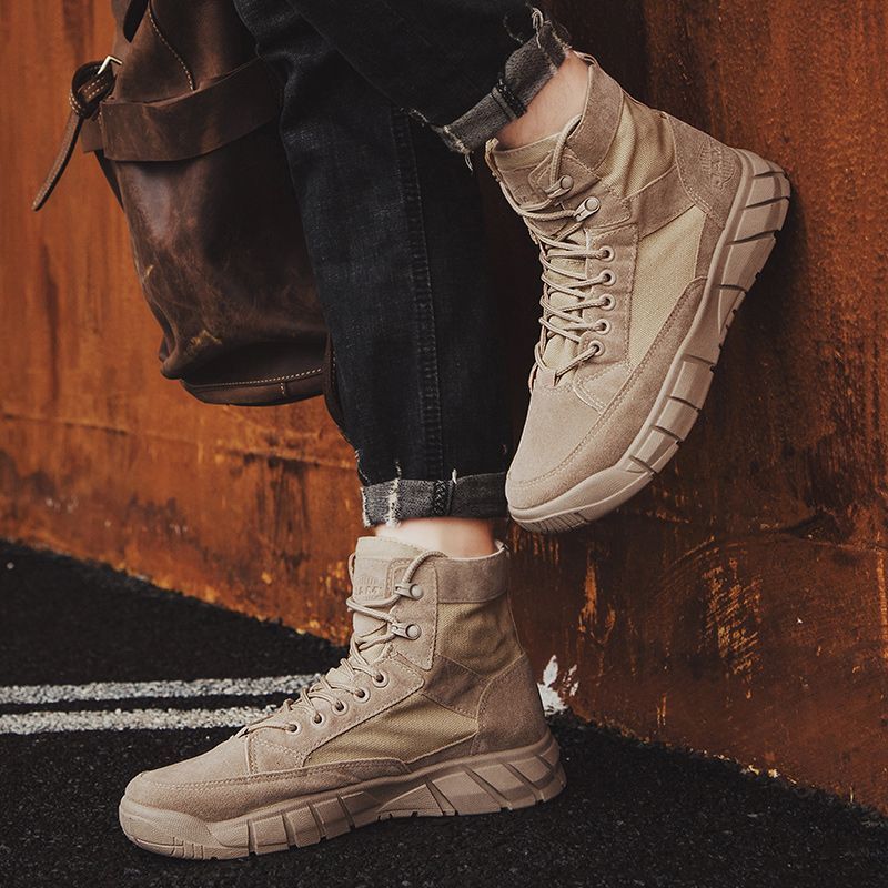 Suede High-Top Boots with Durable Tread Sole