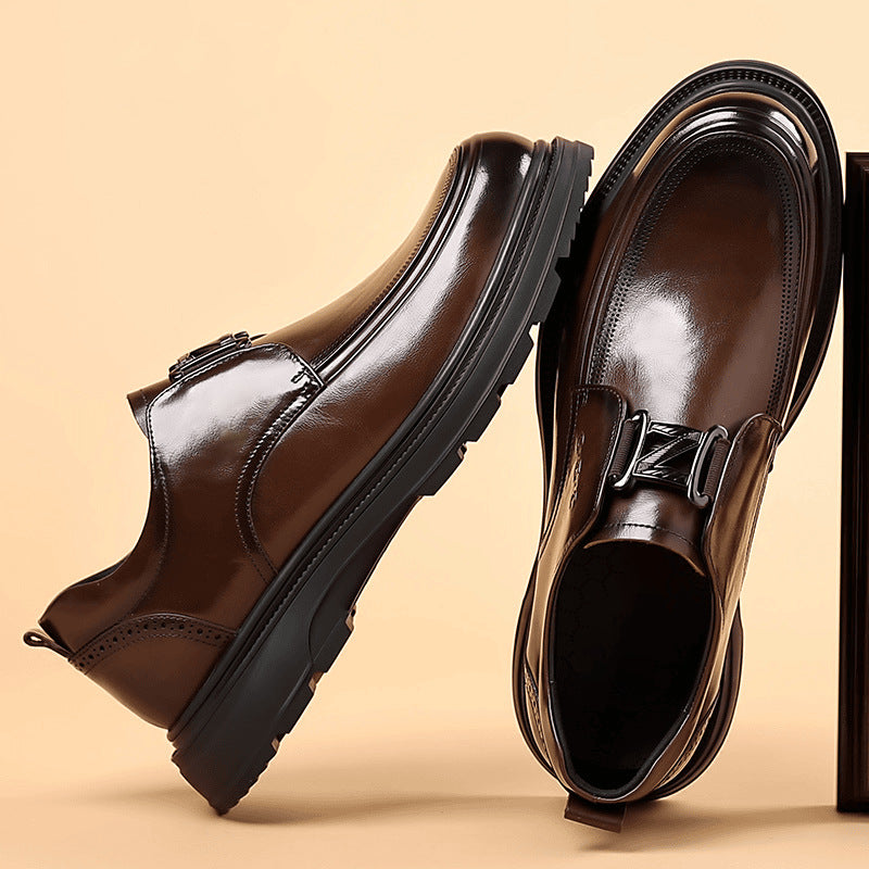 Formal Leather Shoes with Buckle Strap Closure