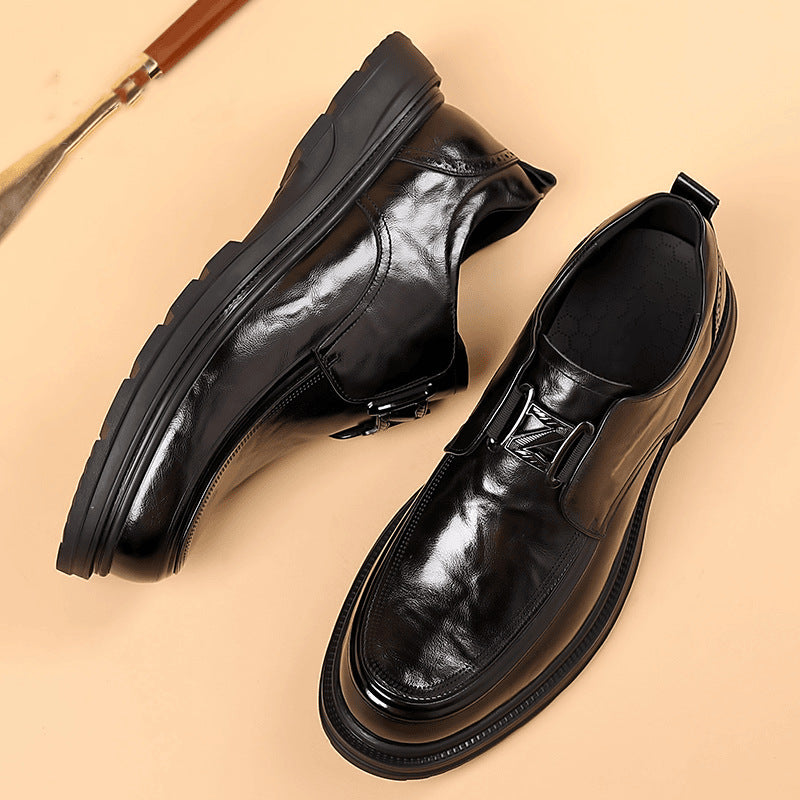 Formal Leather Shoes with Buckle Strap Closure