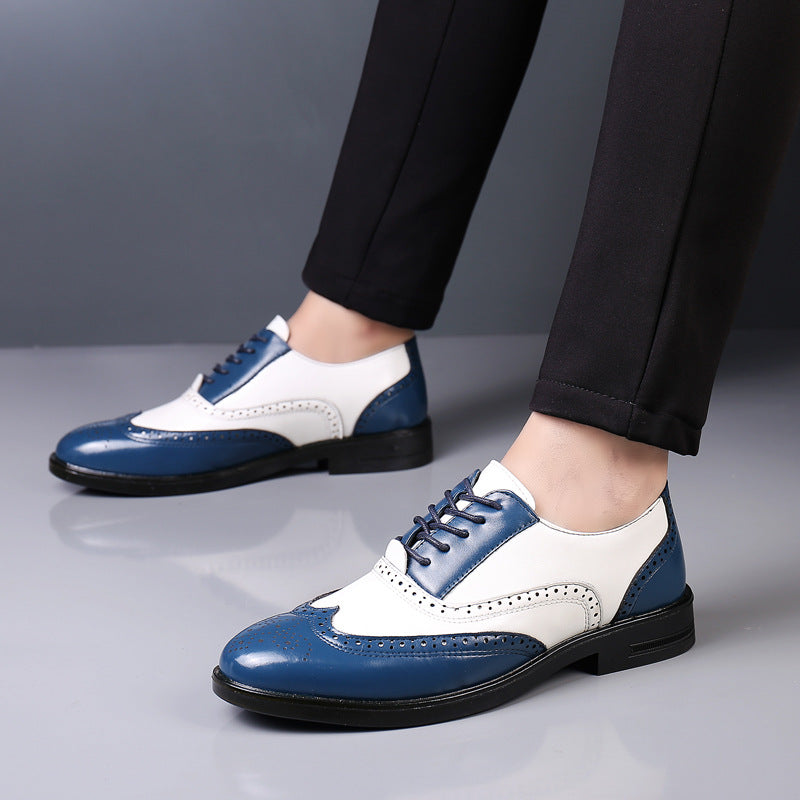 Leather Brogue Oxford Shoes with Lace-Up Closure