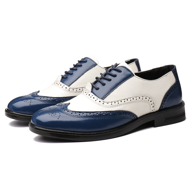 Leather Brogue Oxford Shoes with Lace-Up Closure