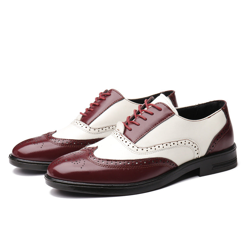 Leather Brogue Oxford Shoes with Lace-Up Closure