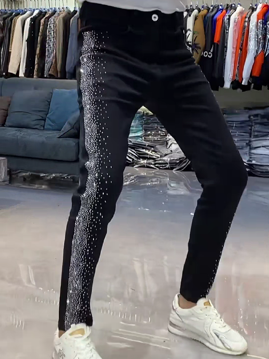 Rhinestone Side Skinny Jeans