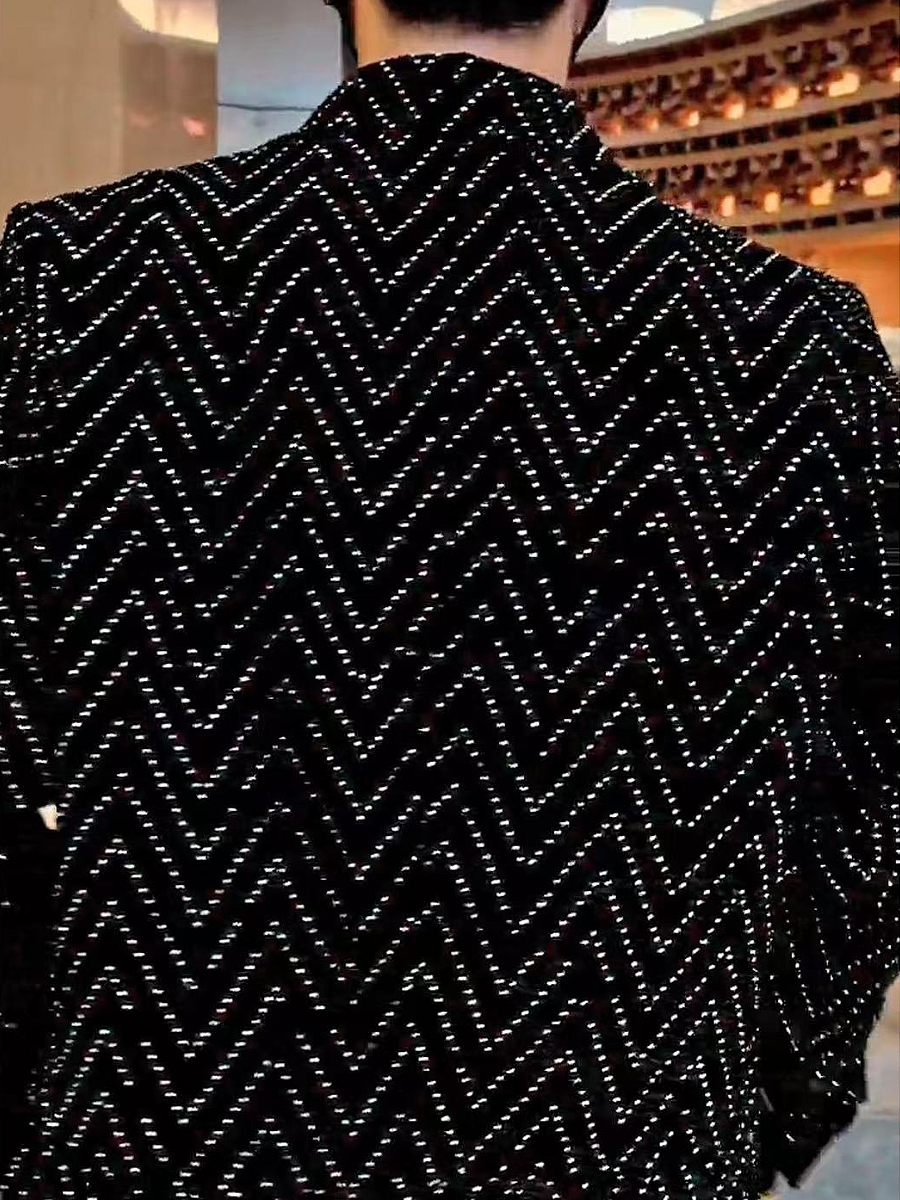 Studded Chevron Pattern Blazer Jacket