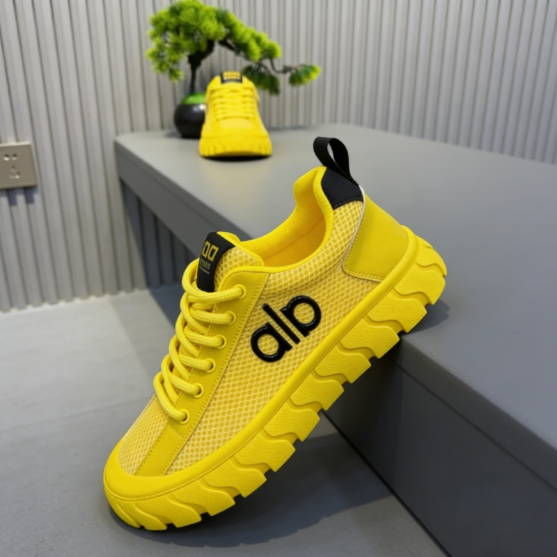 Men's Yellow Mesh Casual Sneaker Shoe