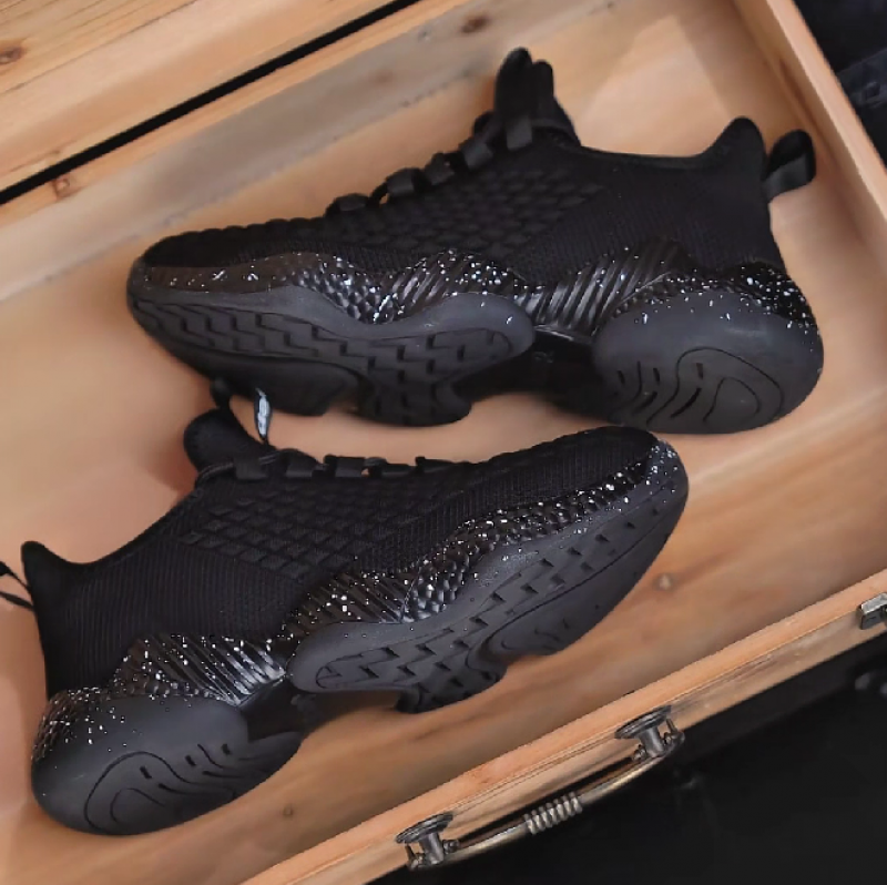 Men's Black Knit Fashion Sneakers