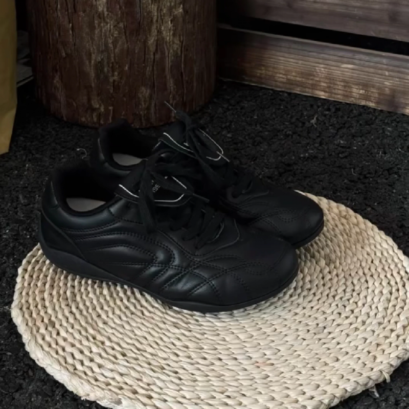 Men's Black Leather Casual Sneakers