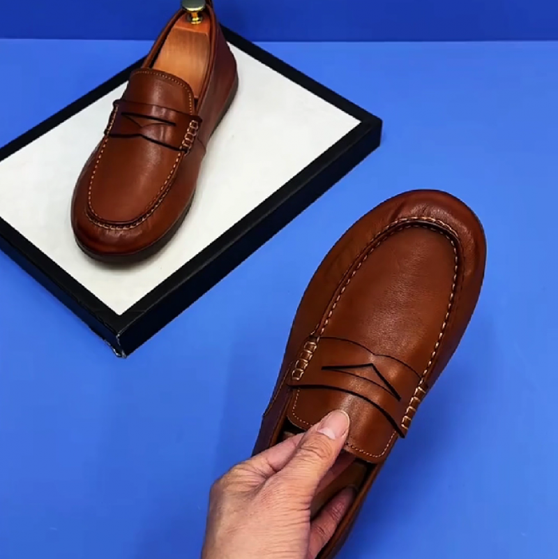 Men's Brown Leather Slip On Loafers
