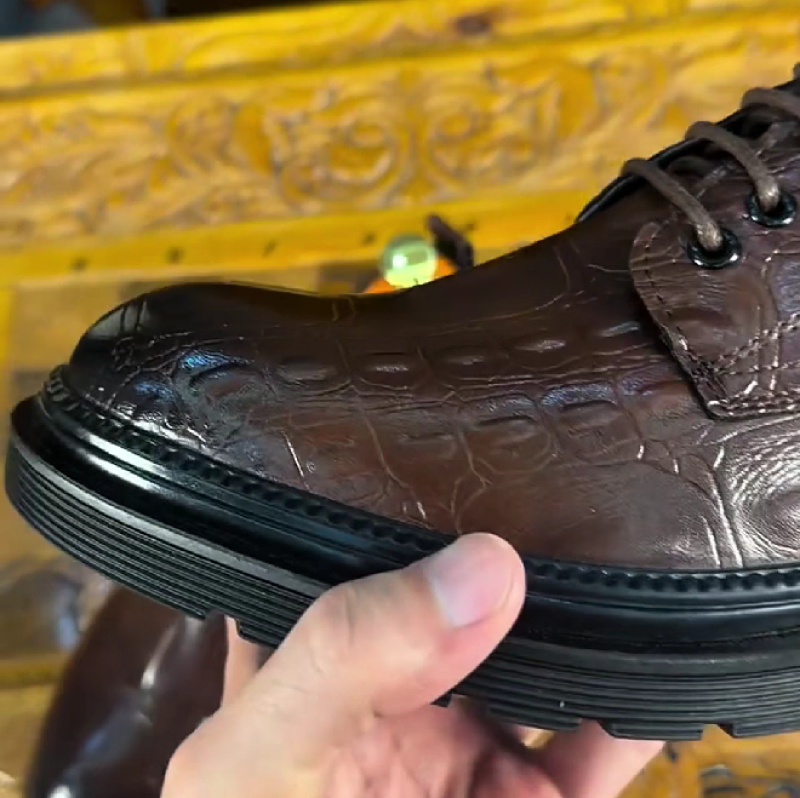 Men's Brown Crocodile Oxford Dress Shoes