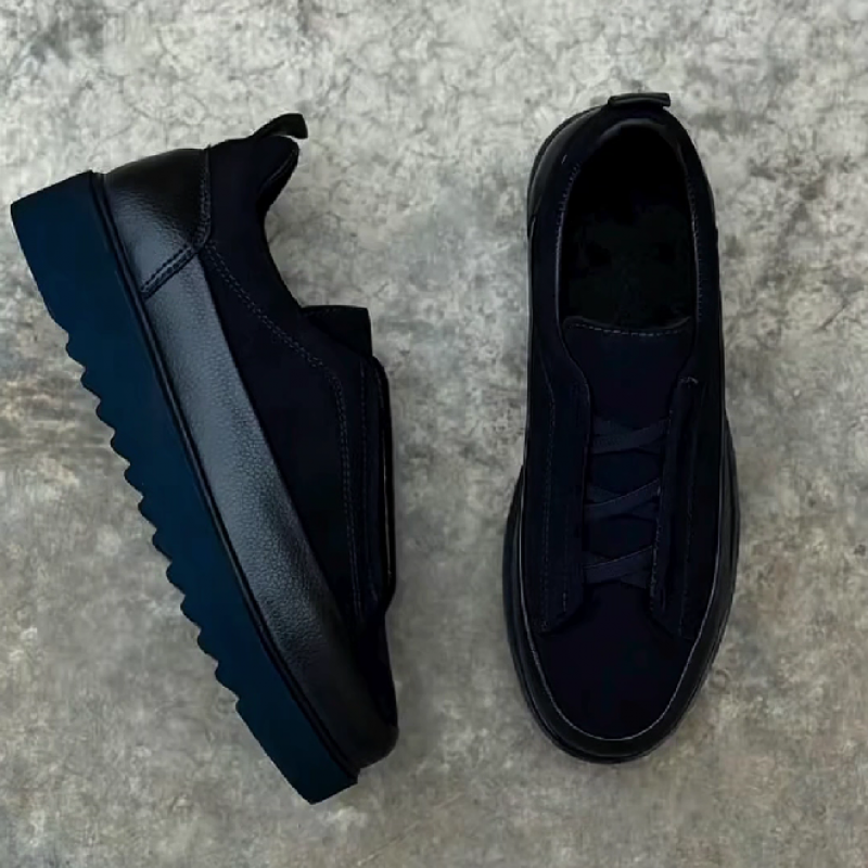 Men's Blue Suede Leather Slip On Sneakers
