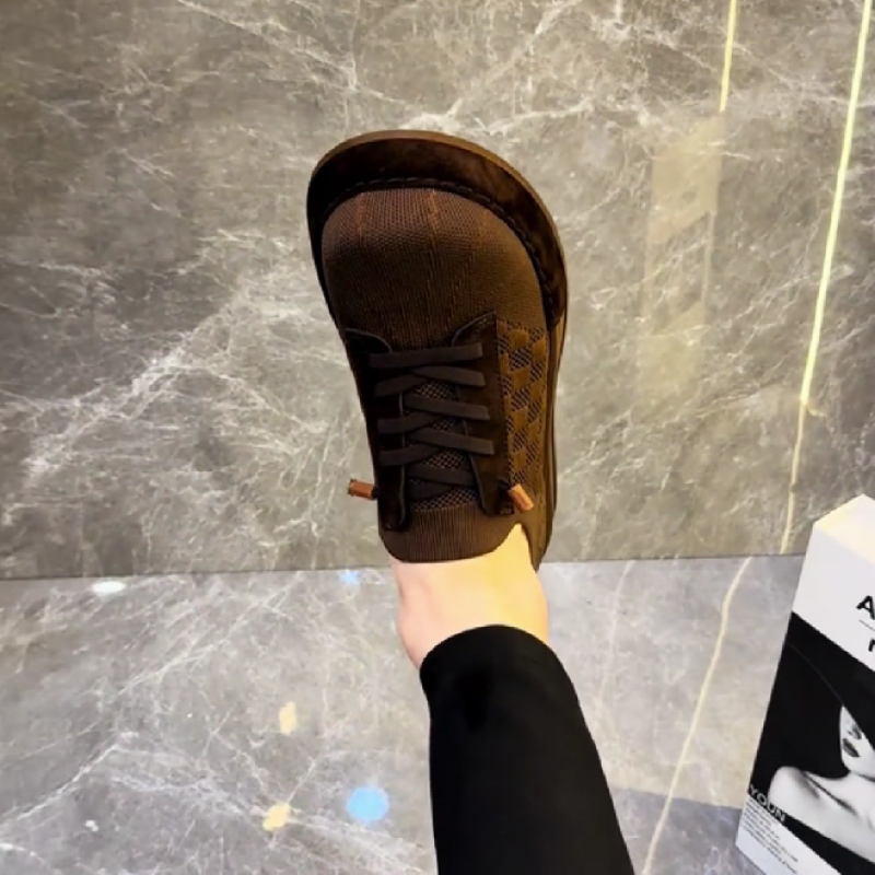 Men's Checkered Knit Lace Up Sneakers
