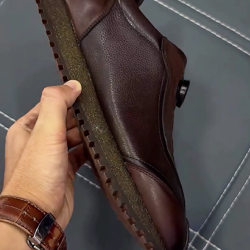 Men's Leather Slip-On Shoes with Quick-Lock Closure