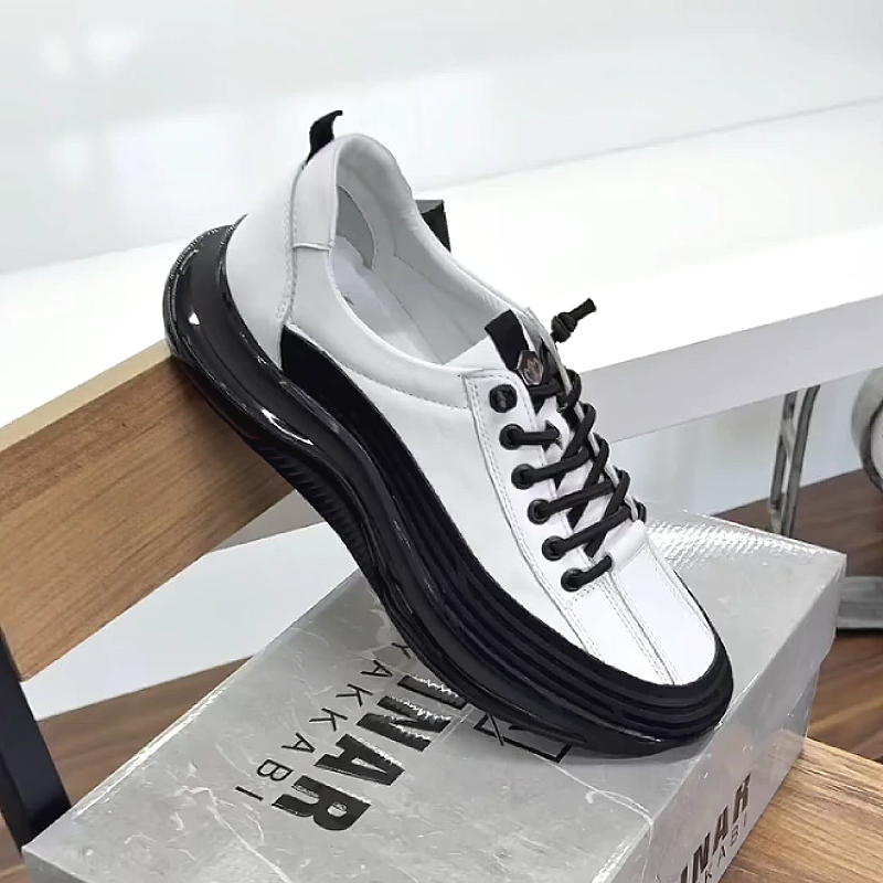 Men's Leather Lace-Up Casual Sneaker Shoes