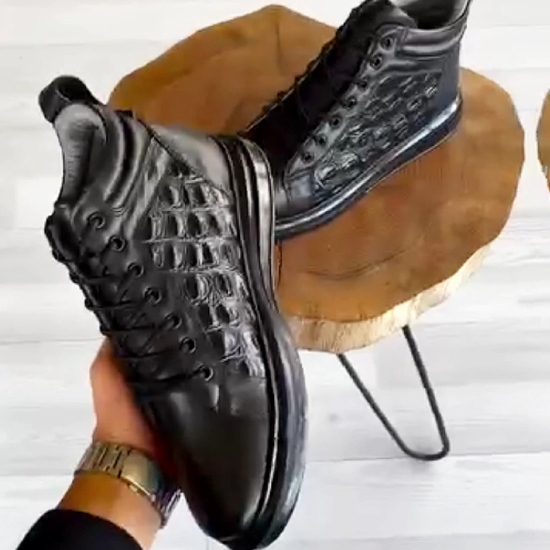 Men's Leather Lace-Up Casual Ankle Boots