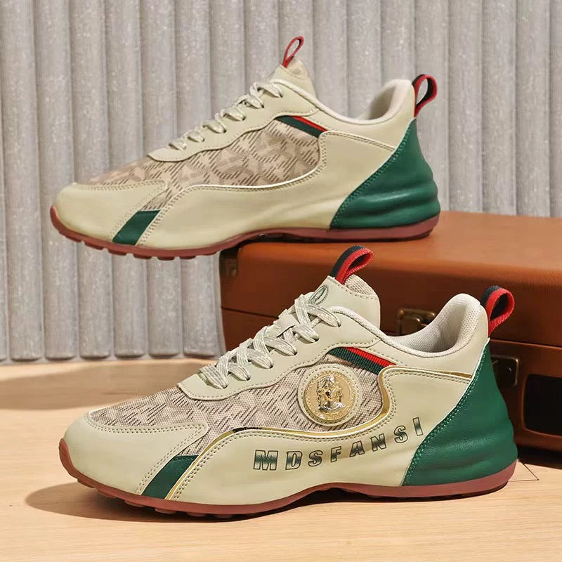 Men's Mesh and Leather Lace-Up Athletic Sneakers