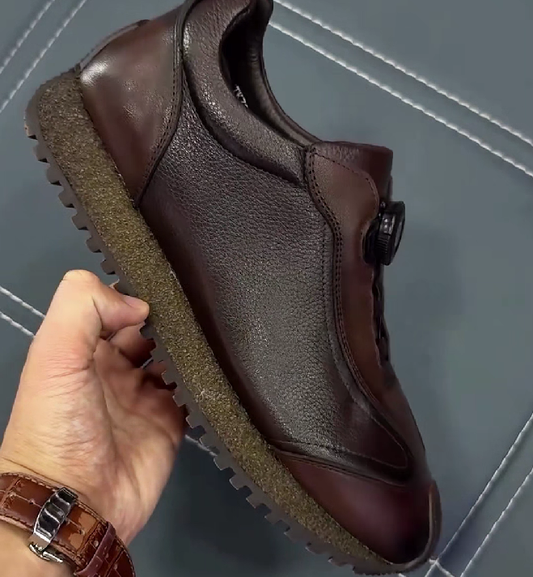 Men's Leather Slip-On Shoes with Quick-Lock Closure