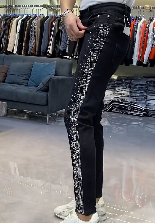 Rhinestone Side Skinny Jeans