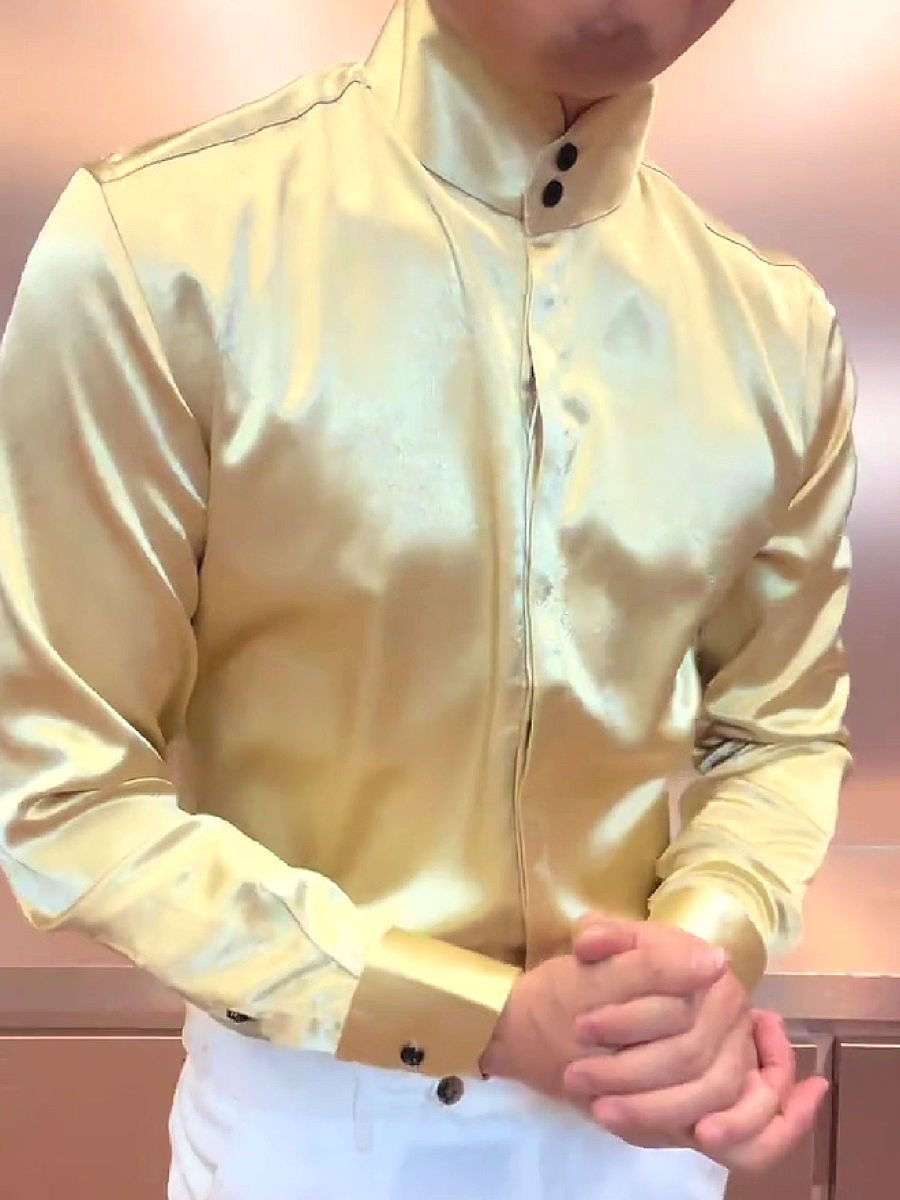Satin Stand Collar Shirt