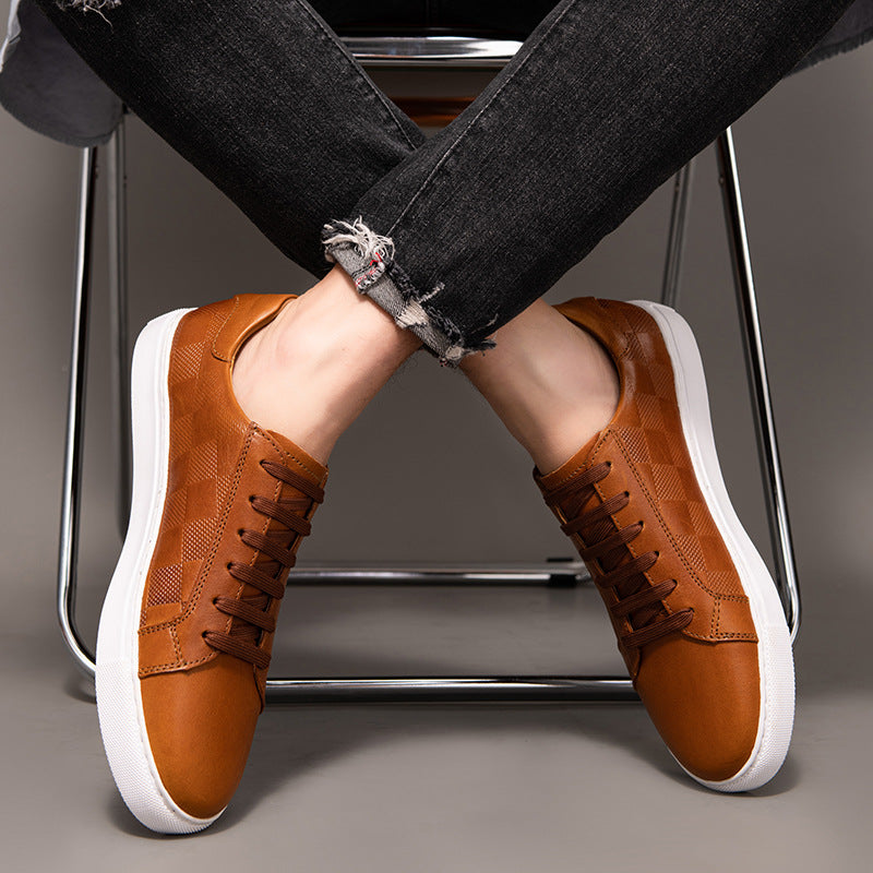 Checkerboard Leather Fashion Sneaker