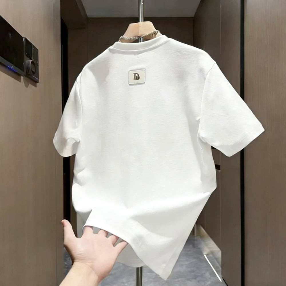 Rhinestone Letter Simple T-shirt