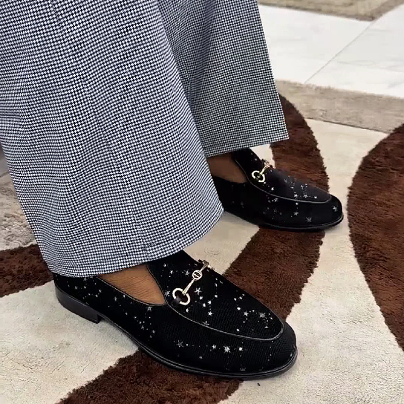 Men's Embellished Slip-On Dress Loafers with Buckle