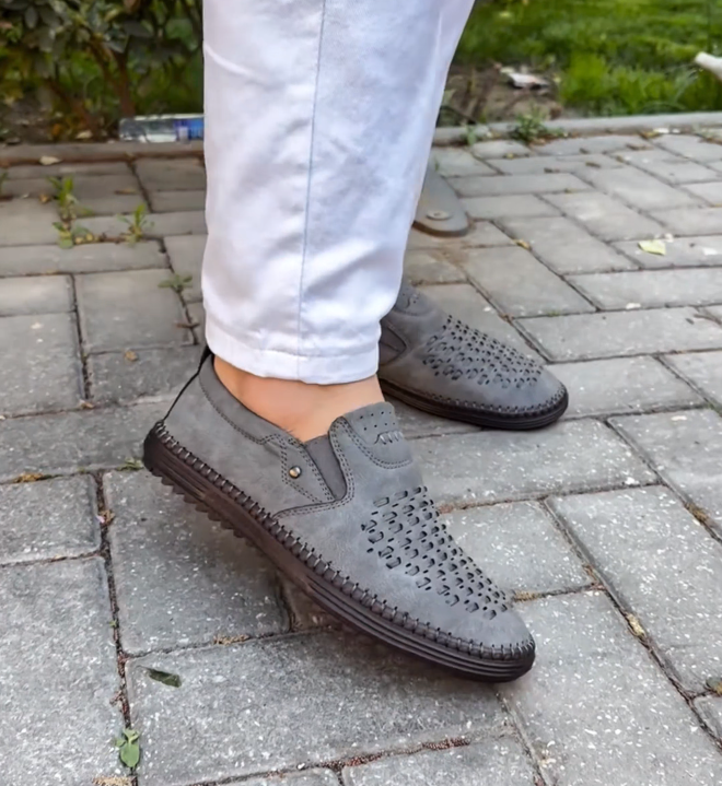 Men's Perforated Leather Slip-On Comfort Shoes