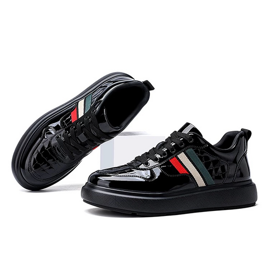 Black Patent Stripe Sneaker