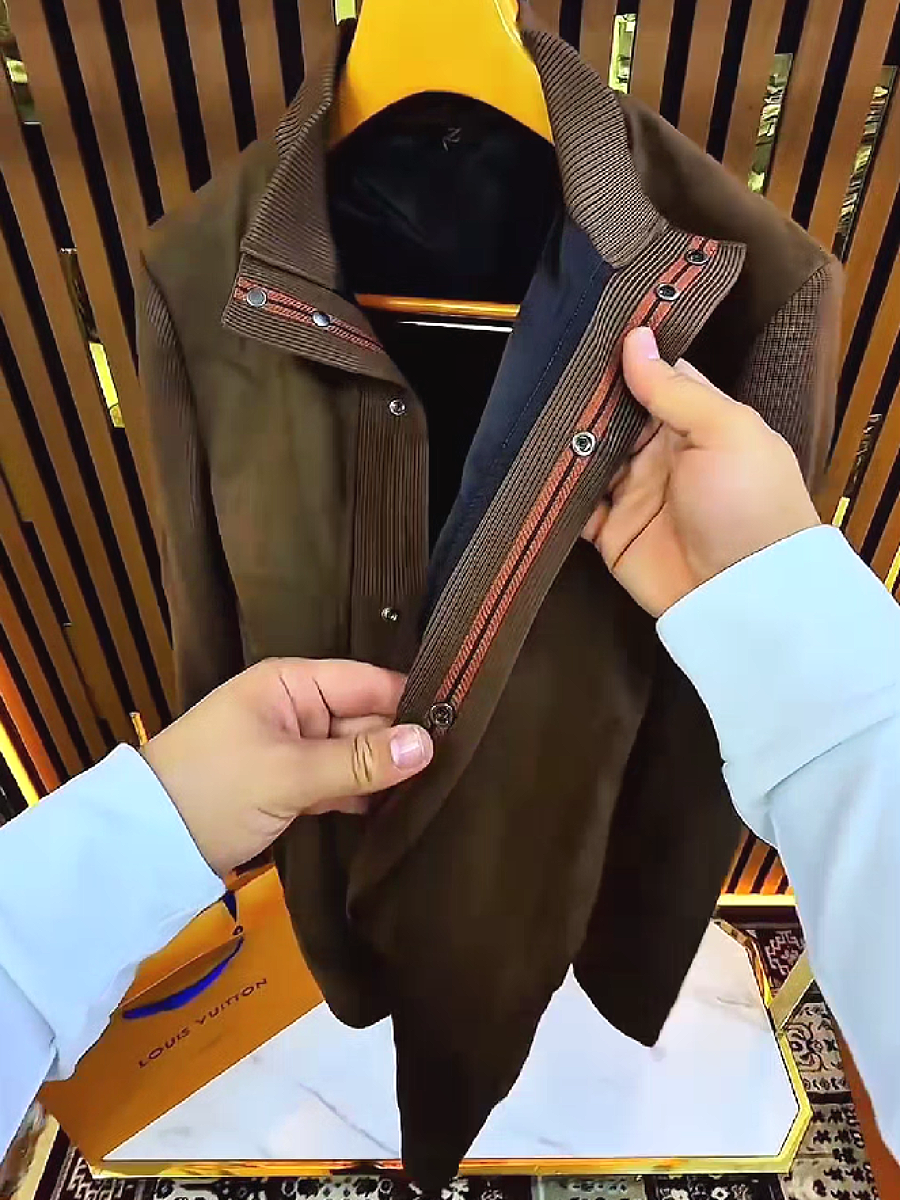 Ribbed Sleeve Button-Up Jacket
