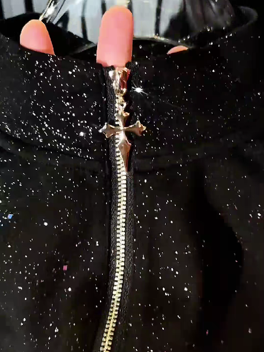 Sparkle Sequin Half-Zip Top