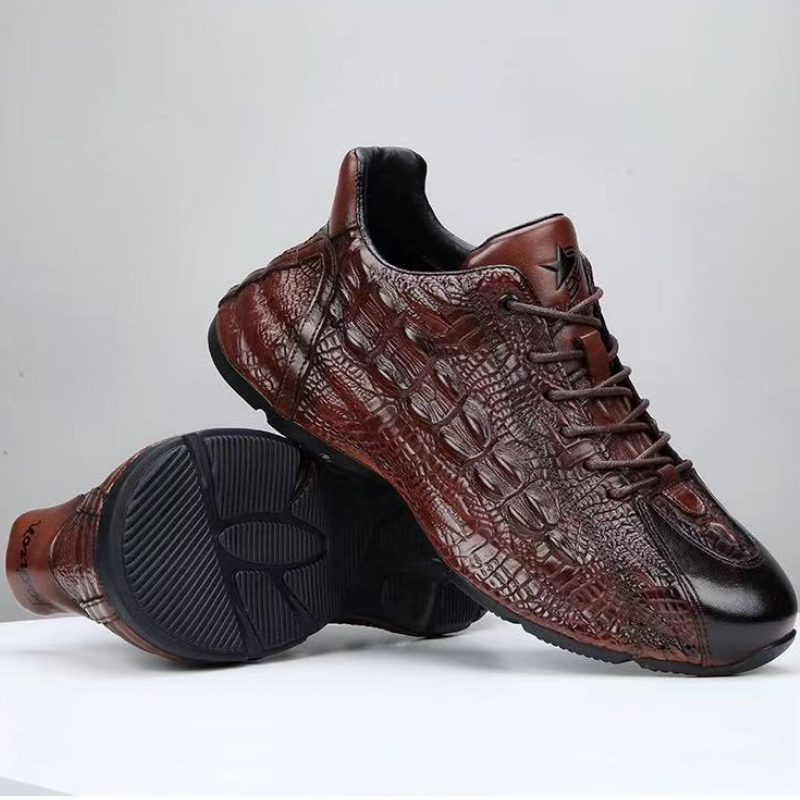 Men's Textured Leather Lace-Up Casual Shoes