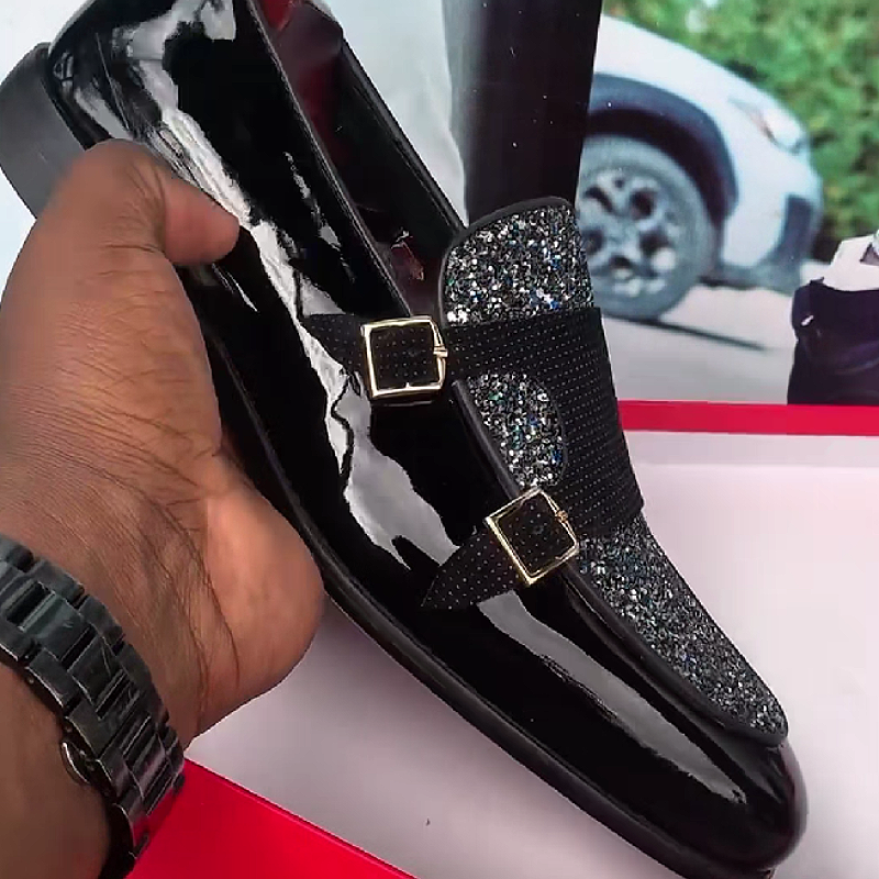 Black Glitter Loafer Shoe