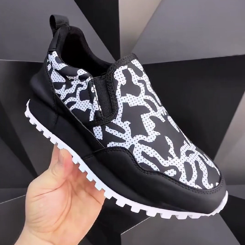 Men's Patterned Slip-On Sneakers with Textured Sole