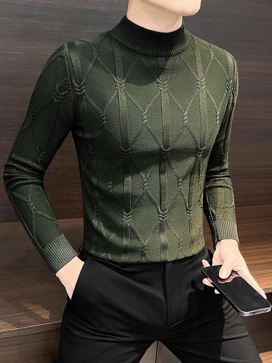 Olive Knit Turtleneck Sweater