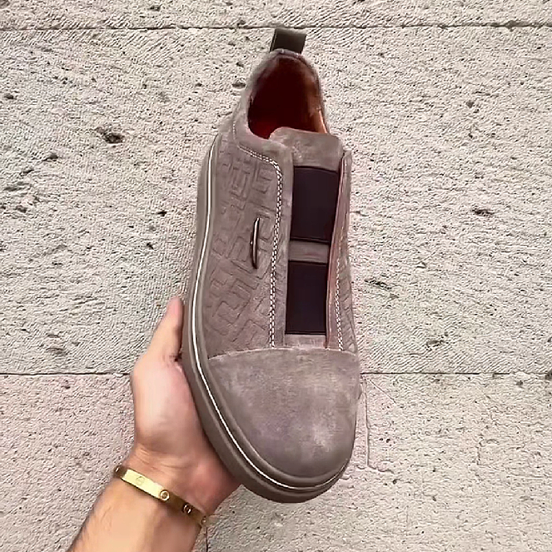 Men's Slip-On Sneakers with Embossed Pattern