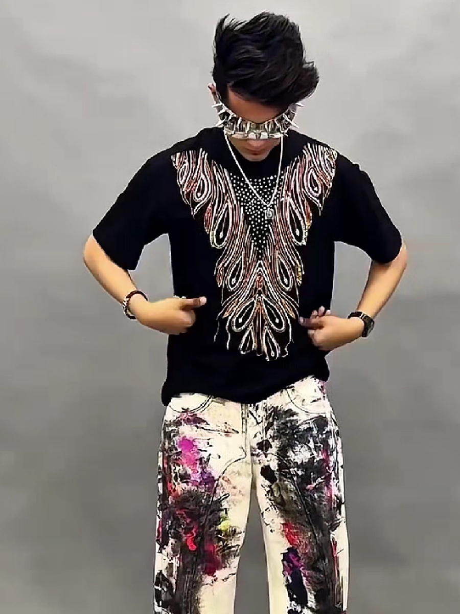 Rhinestone Feather T Shirt