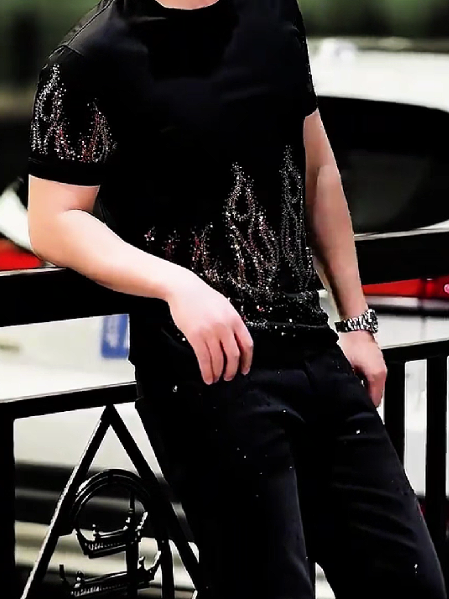 Men's Sparkly Flame Design Top