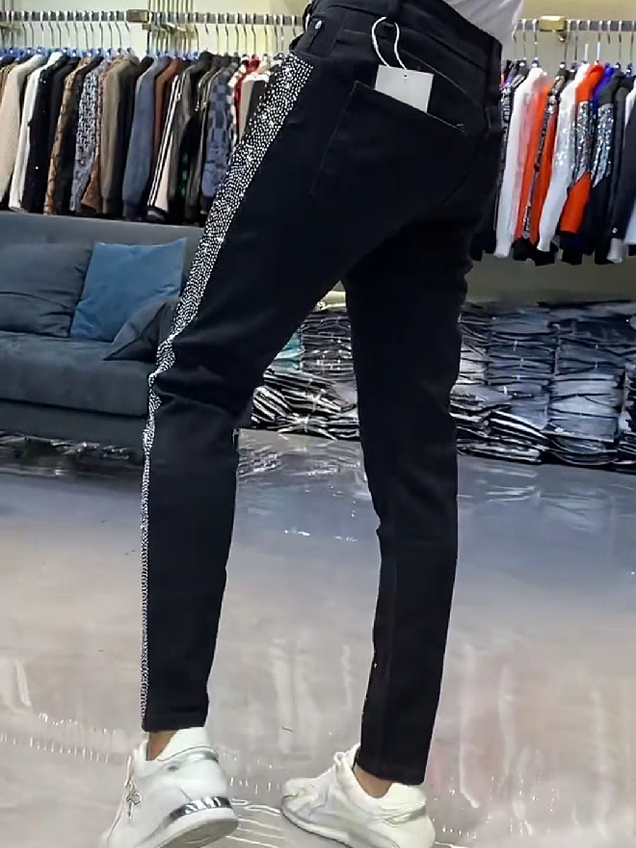 Rhinestone Side Skinny Jeans