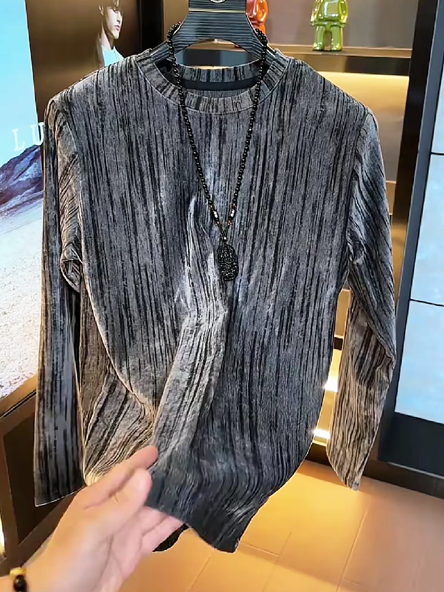 Textured Stripe Long Sleeve Tee