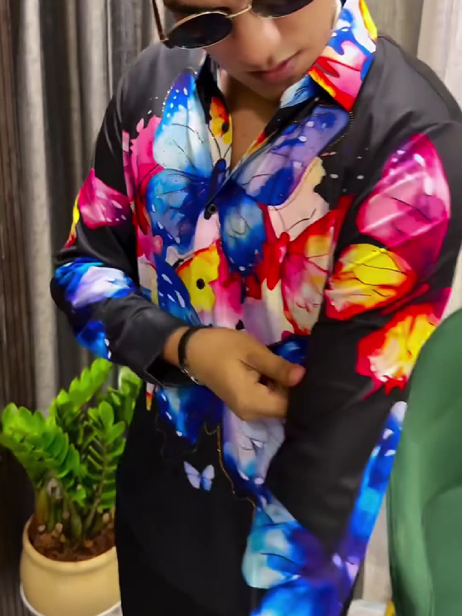 Butterfly Print Long Sleeve Shirt