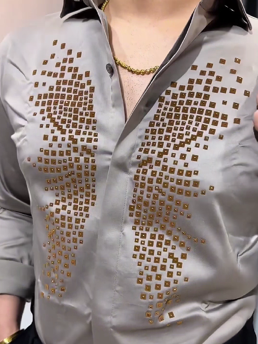 Rhinestone Pattern Dress Shirt